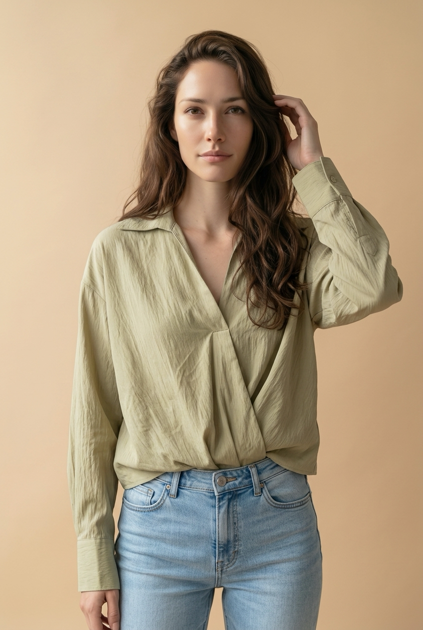 Chemise  croisé vert sauge
