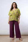 Pantalon fluide ample violet intense