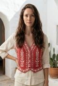 Boléro brodé bohème chic terracotta