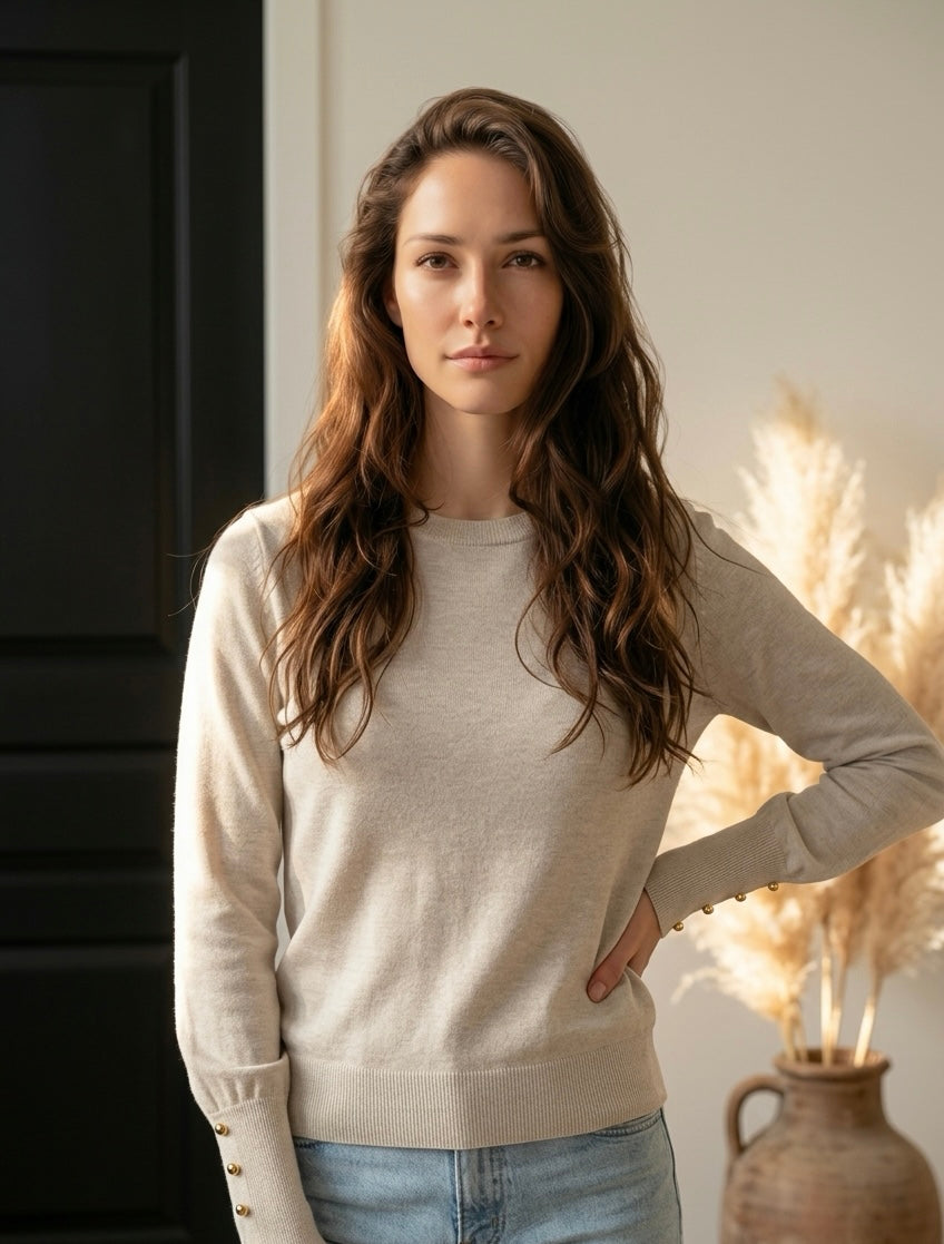 pull maille beige