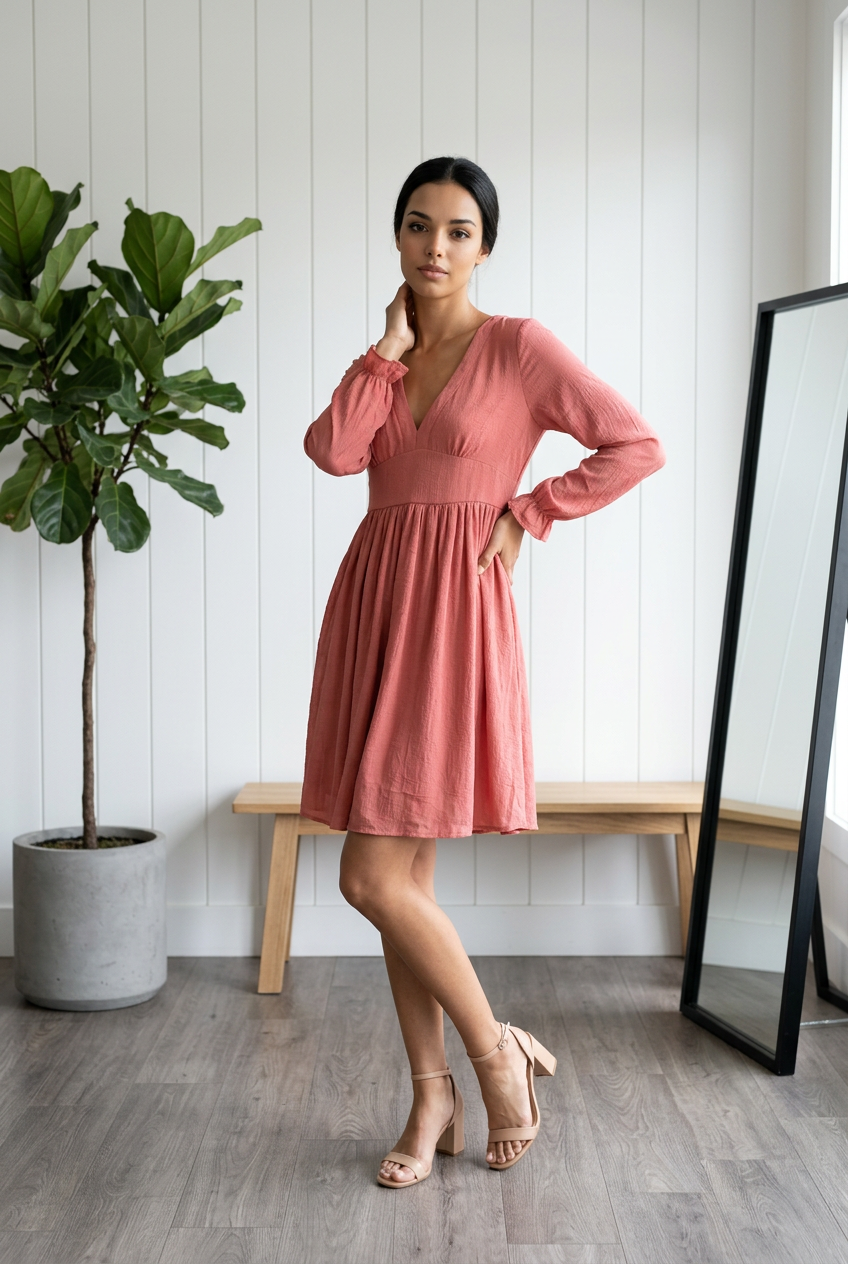Robe fluide vieux rose doublée ✨