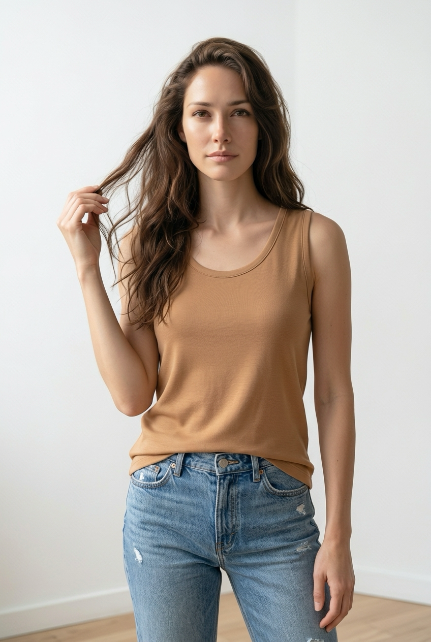 Top maille sans manches dos découpé